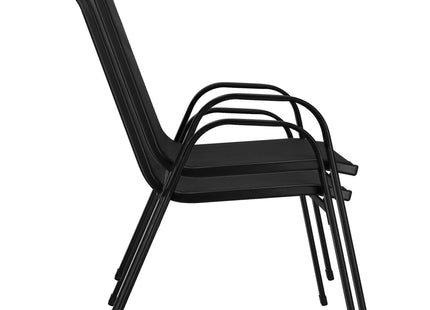 Tuinset - 3 Delig - 2 Stoelen - 1 Tafel - Metaal - Gehard Glas - Zwart