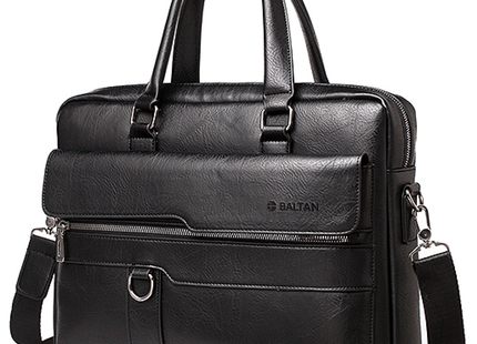 Baltan Leren Aktetas - Laptoptas - Tot 16 inch - Zwart - 10L - 38 X 29 X 10 CM