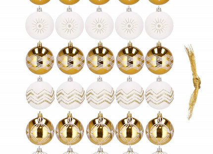 Kerstballen | 30 Stuks | 7 cm | Goud/Wit