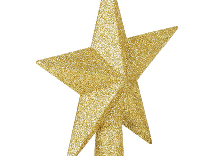 Kerstboom Piek | Ster | 19 cm | Glitter | Goud