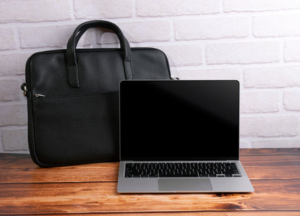 Leren Aktetas - Laptoptas - 14 inch - Zwart - 41 x 31 x 3,5 CM