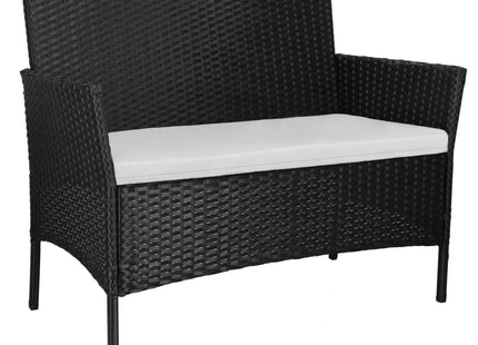 Tuinset - 4 Delig - Stoelen - Bank - Tafel - Rotan - Zwart