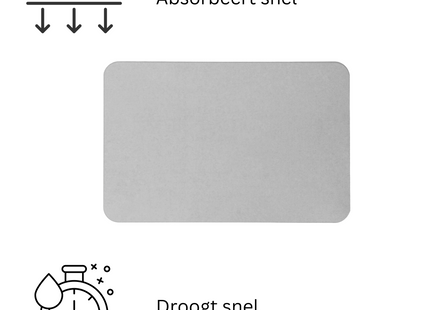 Badmat | Douchemat | Diatomiet | 45 x 35 x 0,9 cm | Grijs