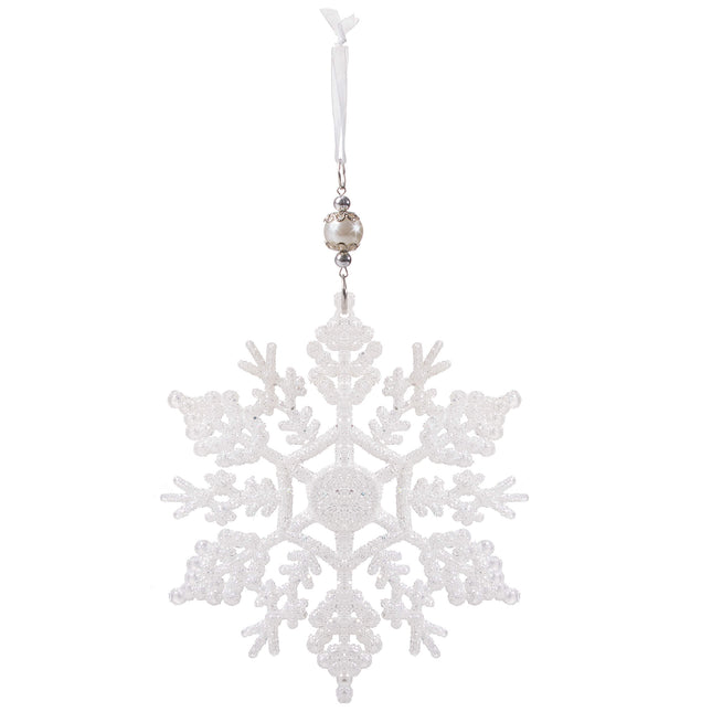 Kersthanger | Ster | Kerstboomhanger | Wit | Glitters | 17 cm