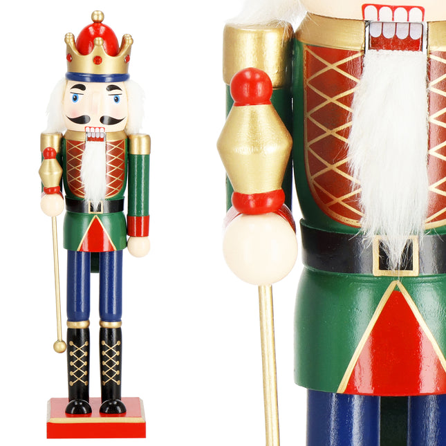 Notenkraker Kerst | 38 cm | Blauw/Groen/Rood/Goud/Zwart