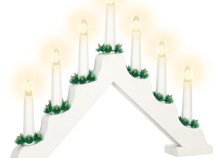 LED Kaarsenbrug | Batterijen | Hout/Wit | Warm Wit