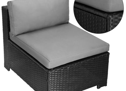 Tuinset - 4 Delig - Stoelen - Bank - Tafel - Rotan - Hoekbank - Zwart/Grijs