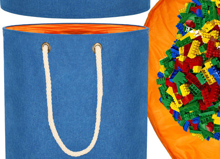 Opbergmand - Speelgoedmand - Kledingmand - Organizer - Deksel - Handvatten - Blauw