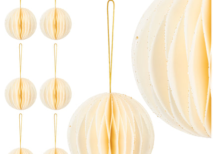 Kerstbal | Papier | 8 Cm | 3D | Wit | 6 Stuks