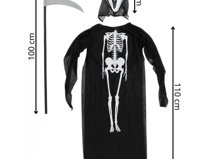 Halloweenkostuum voor kinderen - Doodskostuum met masker - Cape -  Zeis - Grim Reaper