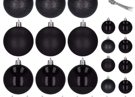 Kerstballen | 25 Stuks | 2,5 cm/4 cm | Zwart Tinten