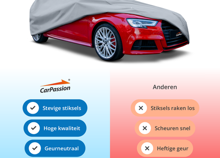 CarPassion Perfect Autohoes - Beschermhoes - Waterdicht &amp; Vorstbestendig - Maat L - Grijs - 450 x 137 x 150 cm