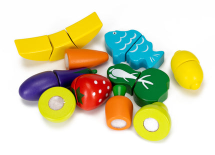 Springos ® Houten Snijset Fruit - 13-Delige - Speelset met Snijplank en Snijfruit