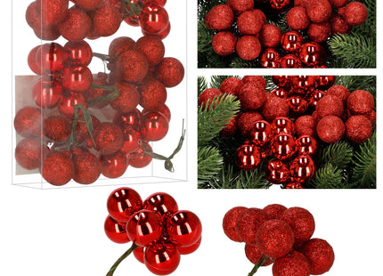 Kerstballen | 54 Stuks | 3 cm | Rood | Draden | Mat | Rood