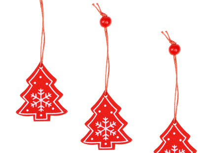 Kersthanger | Kerstbomen | Rood | Hout | 4.5 cm | 3 Stuks