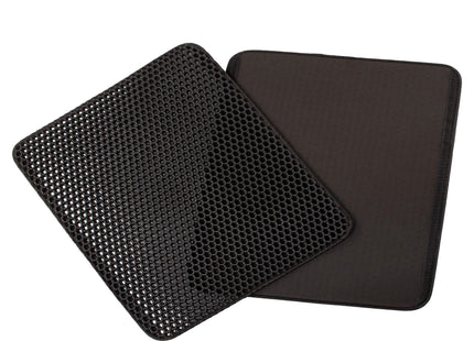 Kattenbakmat | Katten Accessoires | Dubbellaags | Zwart | 30x30