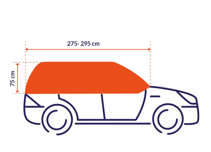 CarPassion Autohoes - Half Cover - Beschermhoes - Waterdicht &amp; Vorstbestendig - Maat M/L - Grijs - 295 x 75 cm