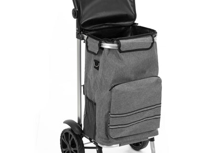 Boodschappentrolley - Boodschappenkrat - Opvouwbaar - Met Twee Wielen - Grijs - Zwart - 42 L - 30 KG - 100 x 47 CM