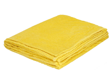 Plaid | Sprei | Deken | 220 x 200 cm | Pluche | Geel