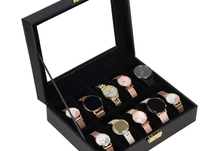 Horlogedoos - Horlogebox - Horlogeopberger  - Zwart - Goud - 10 Horloges