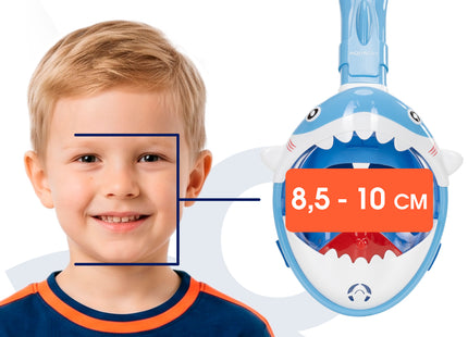 Snorkelmasker - Duikmasker - Duikbril - Snorkel - Face Masker - DRY Top - Verstelbaar - Haai - Kinderen