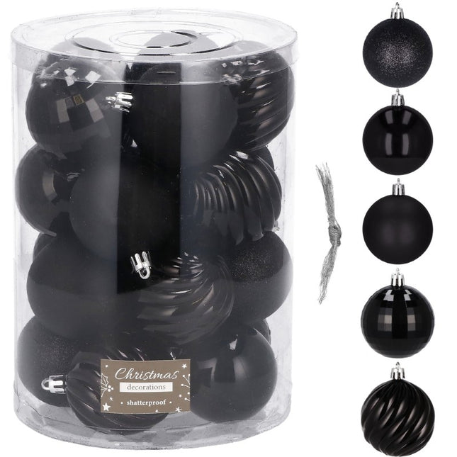 Kerstballen | 20 Stuks | 6 cm | Zwart