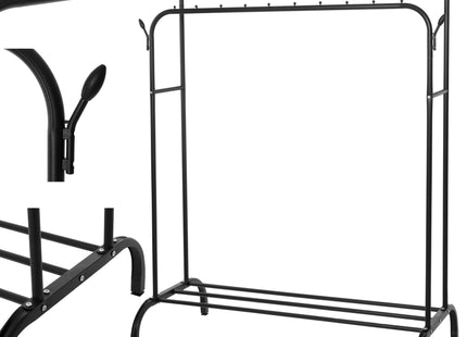 Kledingrek - 2 - Delig -Schoenenrek - Metaal - Zwart - 55x110x146 CM