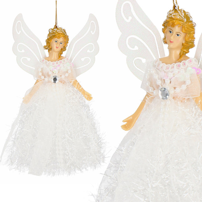 Kersthanger | Engel | Kerstboomhanger | Wit | Glitters | 20 cm