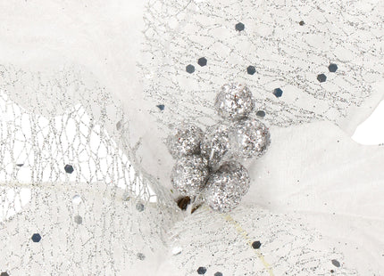 Kunstbloem - Kunststof - Zilver - Glitters - 23 cm