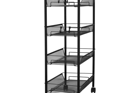 Keukentrolley - Opbergrek - Wielen - 4 Planken - Zwart - 84,5x44x27 cm
