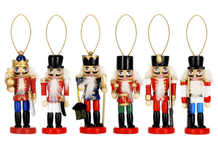 Notenkraker Kerst | Houten Soldaat | Kerstversiering | 6 Stuks | Multicolor | 8 cm
