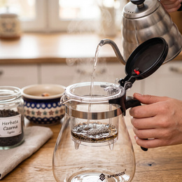Springos Theepot | Glazen Theepot met Filter | Dubbel Zetsysteem | 1,65 L