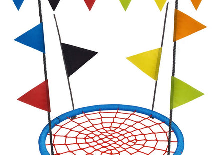 Nestschommel | Schommel Kinderen | Kinderschommel | Maximale Belasting 200 kg | Inclusief Vlaggetjes | Blauw/Rood