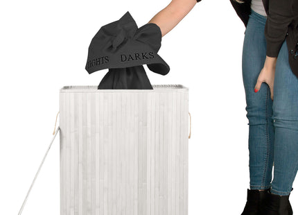 Dubbele Wasmand | 105 L | Met Deksel | Polyester | Grijs | Wit