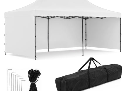 Partytent - 600x300x310xcm - Hoogte Verstelbaar - PVC - Polyester - Harmonica- Frame - Wit