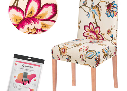 Stoelhoes - Voor Eetkamerstoelen - Met Stretch - Wit - Bloemen