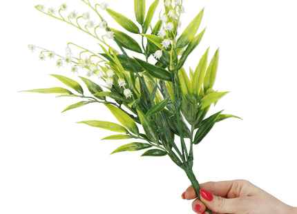 Kunstplant - Kunstbladeren- Sierboeket - Takken - Lelietje van dalen - 43 cm