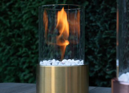 Bio Ethanol Sfeerhaard | Tafelhaard | Binnen & Buiten | Rond | Goud | ⌀ 15 CM