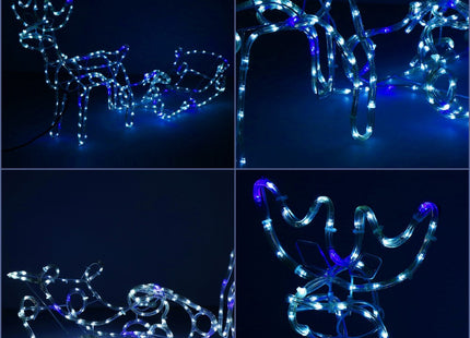 Rendier Met Slee | 288 LED Lampjes | Koel Wit/Blauw