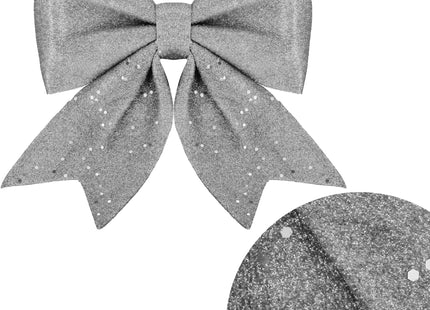 Kersthanger | Kerstversiering | Kerstdecoratie Voor Binnen | Kerststrik | Zilver | Glitter| 20 cm | 1 Stuk