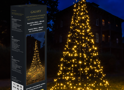 Galaxy LED Kerstboom - Vlaggenmast Verlichting - Inclusief Mast - 2 Meter - Warm wit - 300 LED