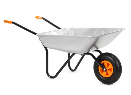 Kruiwagen | Kruiwagenwiel | 120L | 100kg Draagvermogen | Zilver/Oranje
