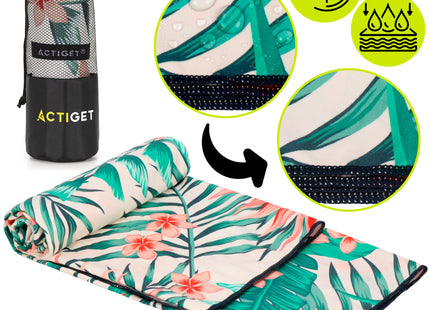 Strandlaken | Badlaken | Strandhanddoek | Microvezel | 180 x 100 cm | Roze/Groen