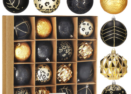 Kerstballen | 16 Stuks | Goud/Zwart