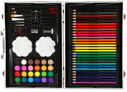 Tekendoos | Tekenkoffer | 145 Delig | 34 x 23 x 8.3 cm | Roze
