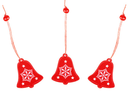 Kersthanger | Bel | Rood | Hout | 5 cm | 3 Stuks