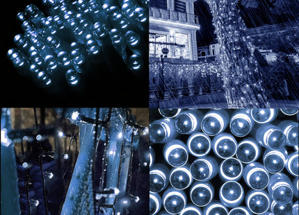 Kerstboomverlichting | met 200 LED Lampjes | 12 M | Koel Wit | Zonne-energie | Indoor | Outdoor