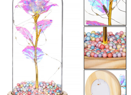 Roos | Valentijn | Rozen | LED | 22 cm | Goud/Kristal/Naturel | Warm wit