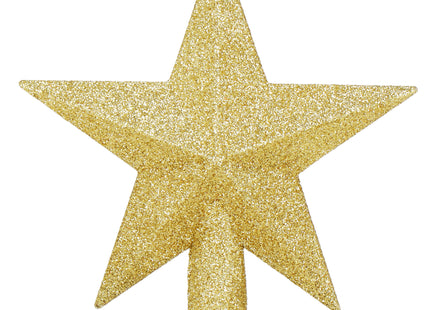 Kerstboom Piek | Ster | 19 cm | Glitter | Goud