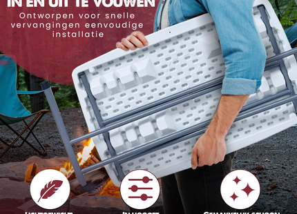 Campingtafel - Vouwtafel - 76 X 50 X 53,5 - Wit